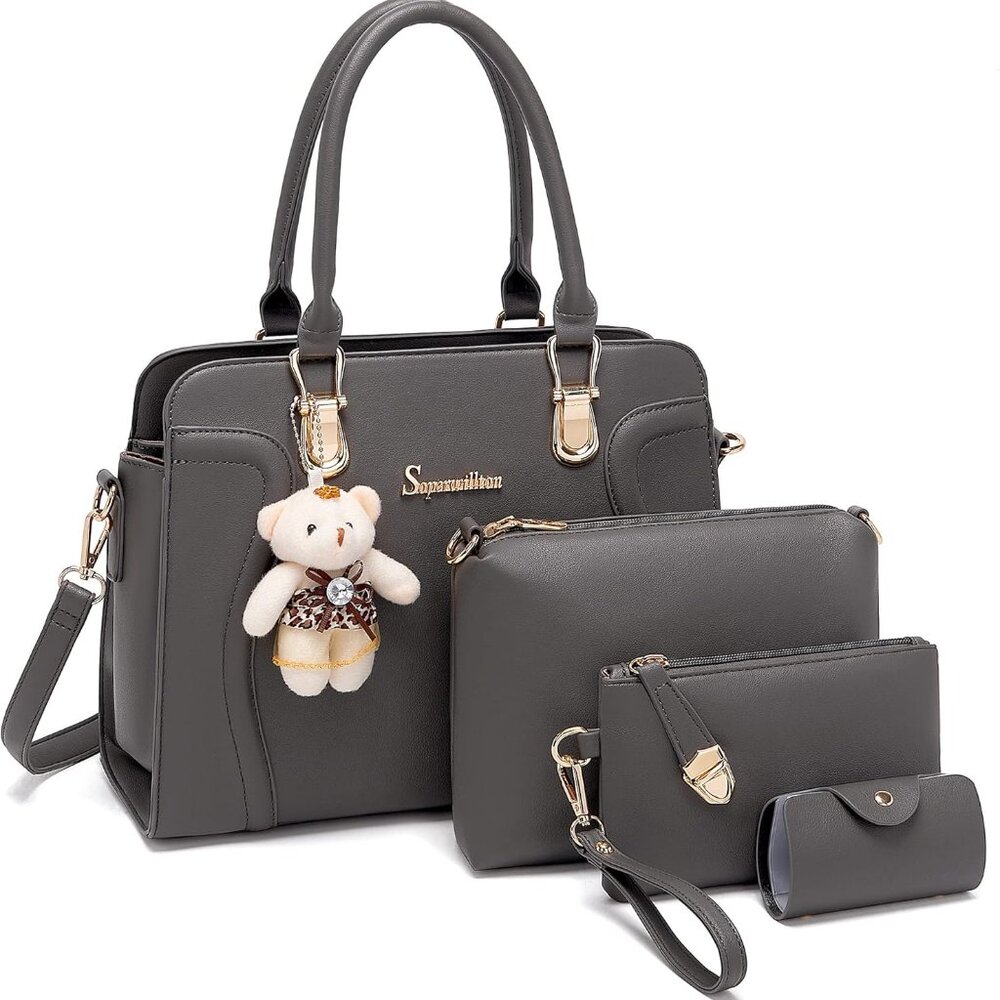 Women's Fashion Handbags Tote Bags Shoulder Bag Top Handle Satchel Purse Set 4pc